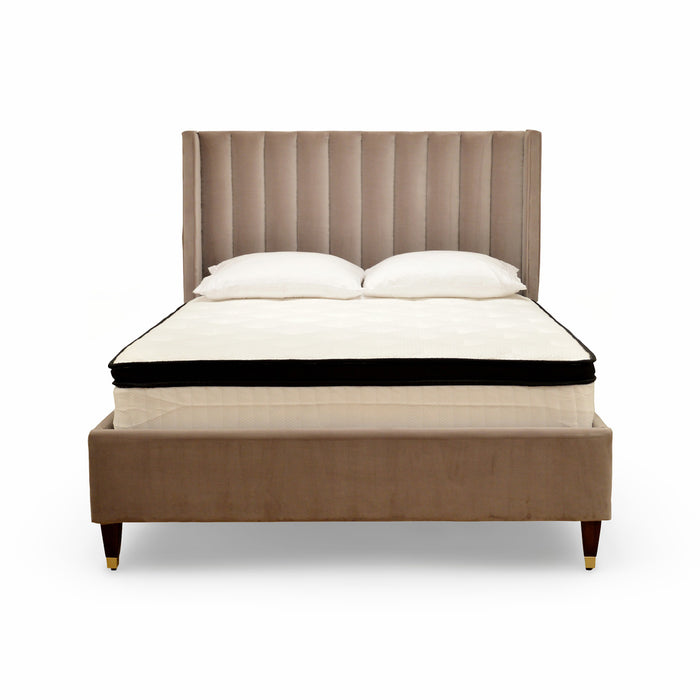 GJ Styles - Yuki Queen Size Bed Mushroom Velvet - SN631 - GreatFurnitureDeal