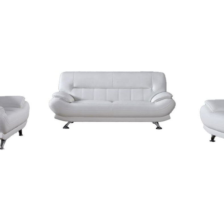 American Eagle Furniture - AE709 White Faux Leather 2 Piece Extra Long Sofa Set - AE709-W-SL - GreatFurnitureDeal