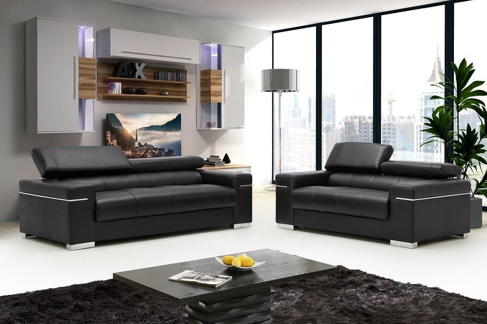 J&M Furniture - Soho 2 Piece Sofa Set in Black - 176551114-SL-BLK - GreatFurnitureDeal