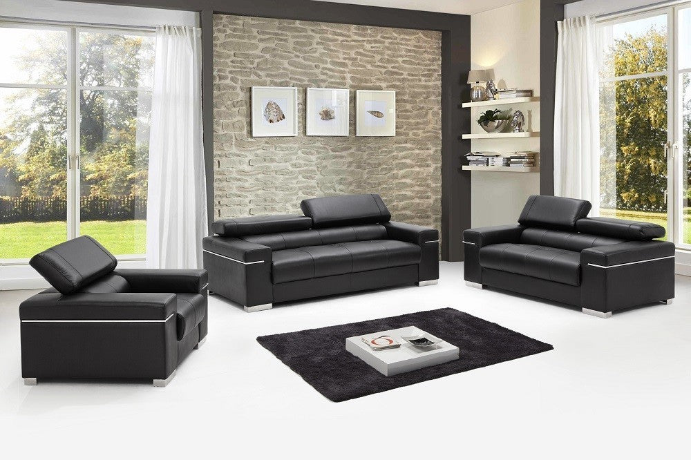 J&M Furniture - Soho 3 Piece Living Room Set in Black - 176551114-SLC-BLK