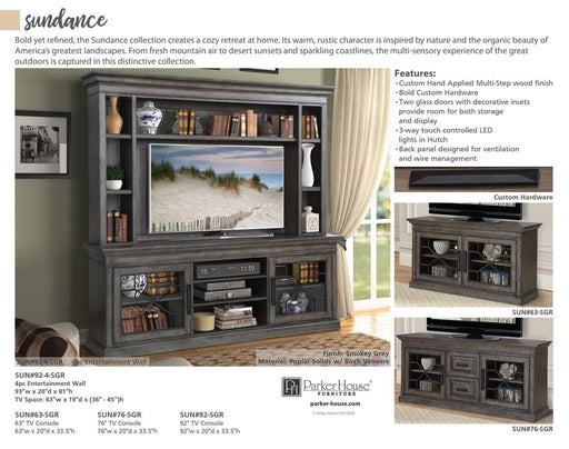 Parker House - Sundance 92 In. Console With Hutch in Smokey Grey - SUN#92-3-SGR - GreatFurnitureDeal