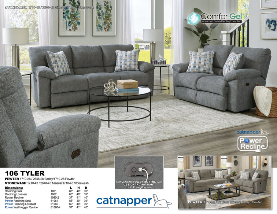 Catnapper - Tyler Power Reclining Loveseat in Stonewash/Mineral - 61062-MINERAL - GreatFurnitureDeal