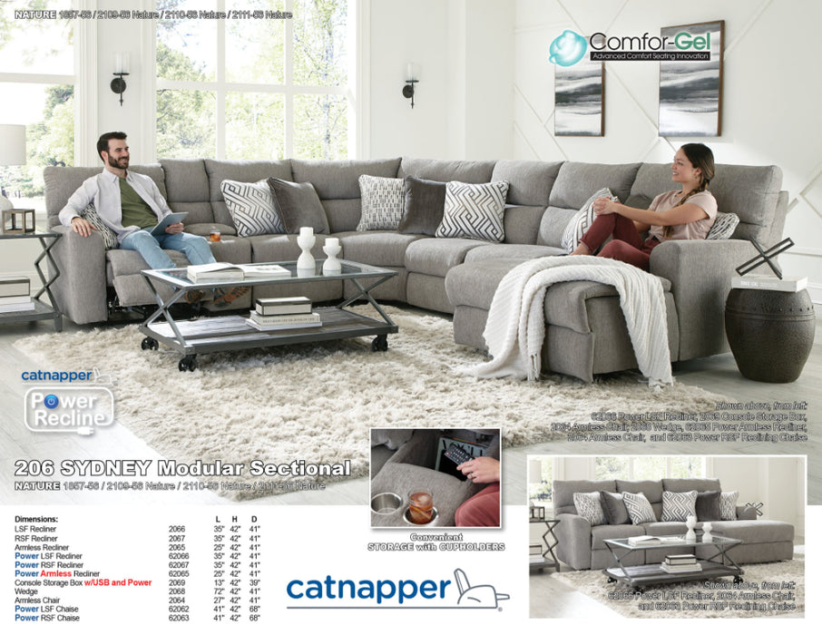 Catnapper - Sydney 3 Piece Power Modular Sectional in Nature - 2066-2064-62063-NATURE - GreatFurnitureDeal