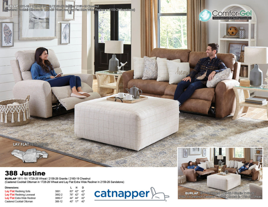 Catnapper - Justine 2 Piece Reclining Sofa Set in Burlap/Wheat - 3881-82-WHEAT