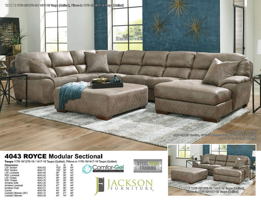 Jackson Furniture - Royce 3 Piece Modular Sectional in Taupe - 4043-62-59-72-TAUPE - GreatFurnitureDeal