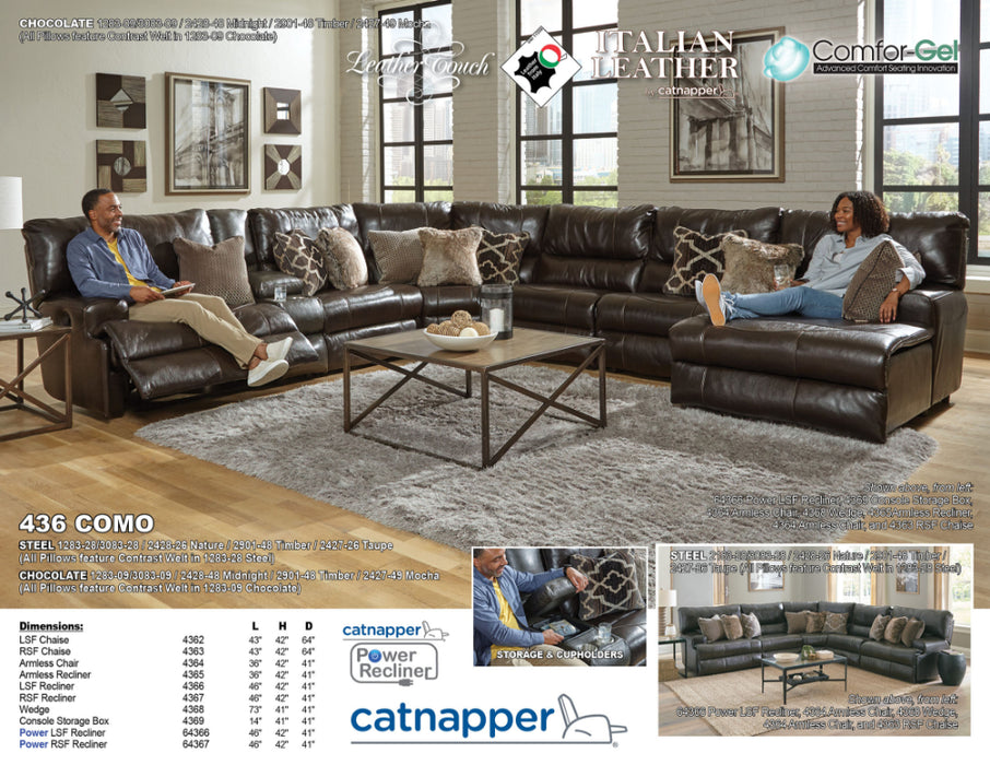 Catnapper - Como 7 Piece Power Modular Sectional in Steel - 64366-4369-64365-4368-64364-64365-64363-STEEL - GreatFurnitureDeal