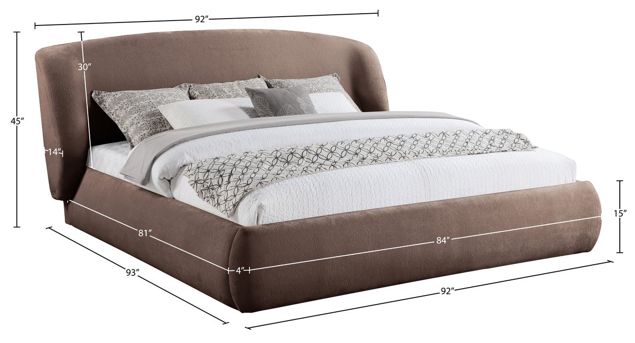 Meridian Furniture - Sandro Brown Chenille Fabric Upholstered King Bed - SandroBrown-K - GreatFurnitureDeal