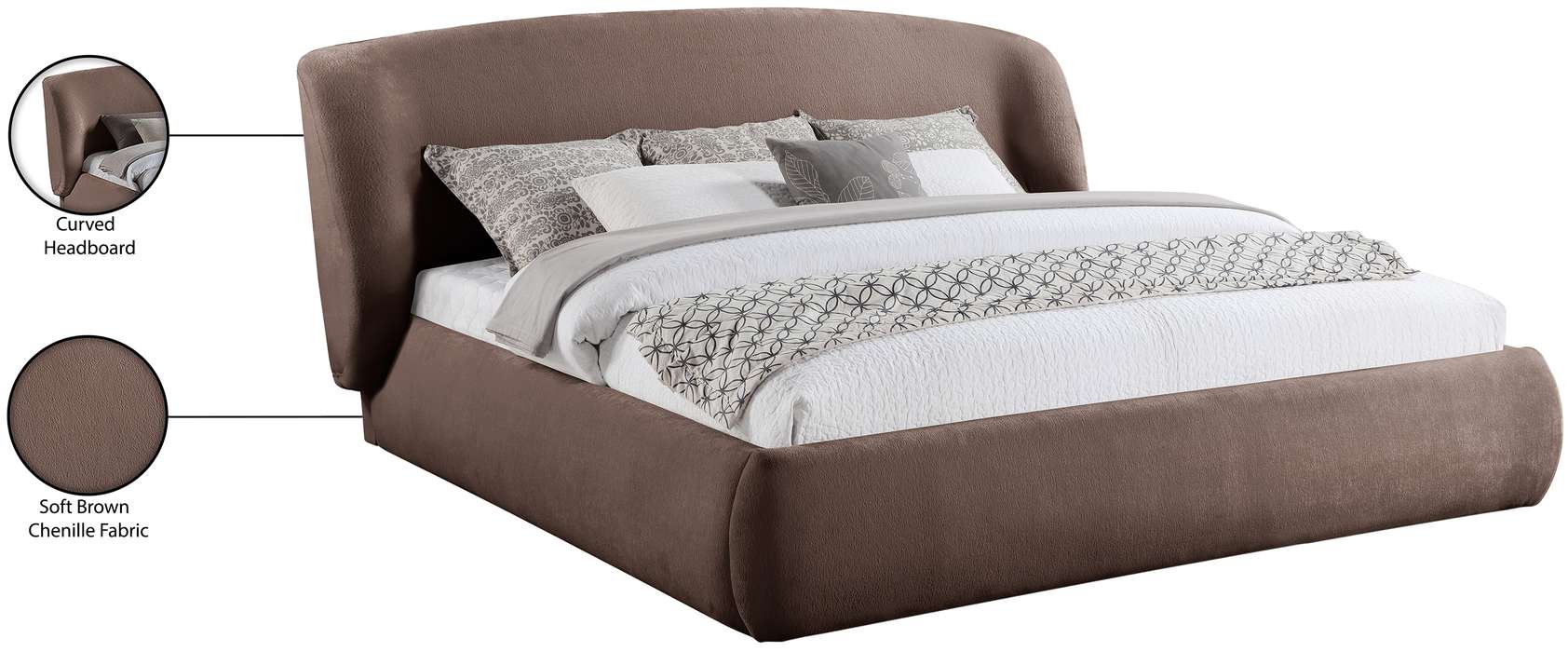 Meridian Furniture - Sandro Brown Chenille Fabric Upholstered King Bed - SandroBrown-K - GreatFurnitureDeal