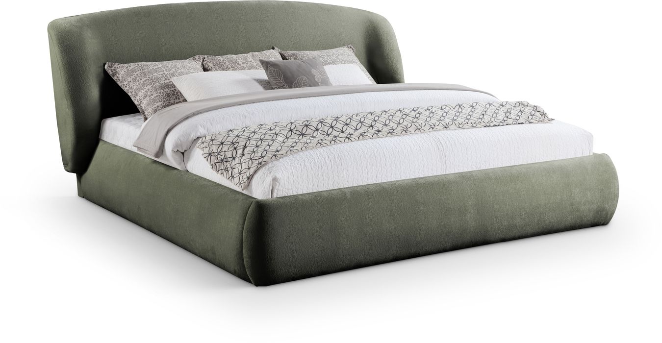 Meridian Furniture - Sandro Green Chenille Fabric Upholstered King Bed - SandroGreen-K - GreatFurnitureDeal