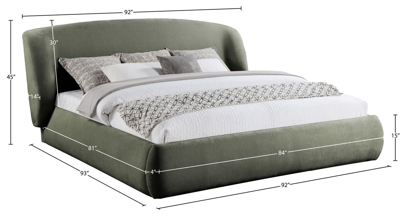 Meridian Furniture - Sandro Green Chenille Fabric Upholstered King Bed - SandroGreen-K - GreatFurnitureDeal