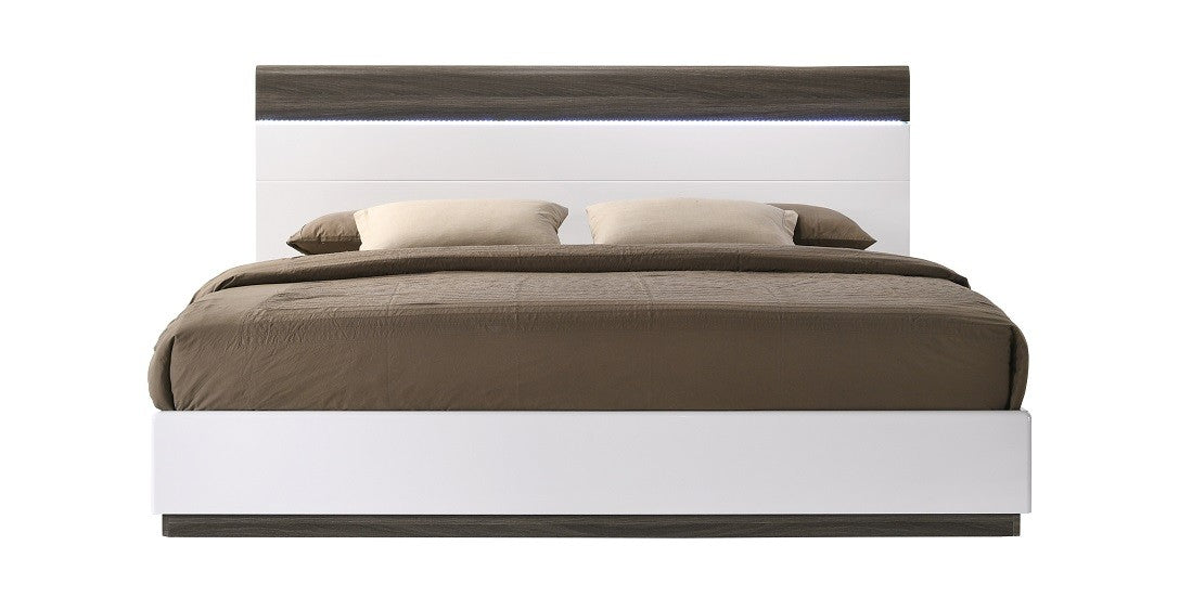 J&M Furniture - The Sanremo B Walnut and White Lacquer Queen Bed - 18023-Q-WALNUT-WHITE