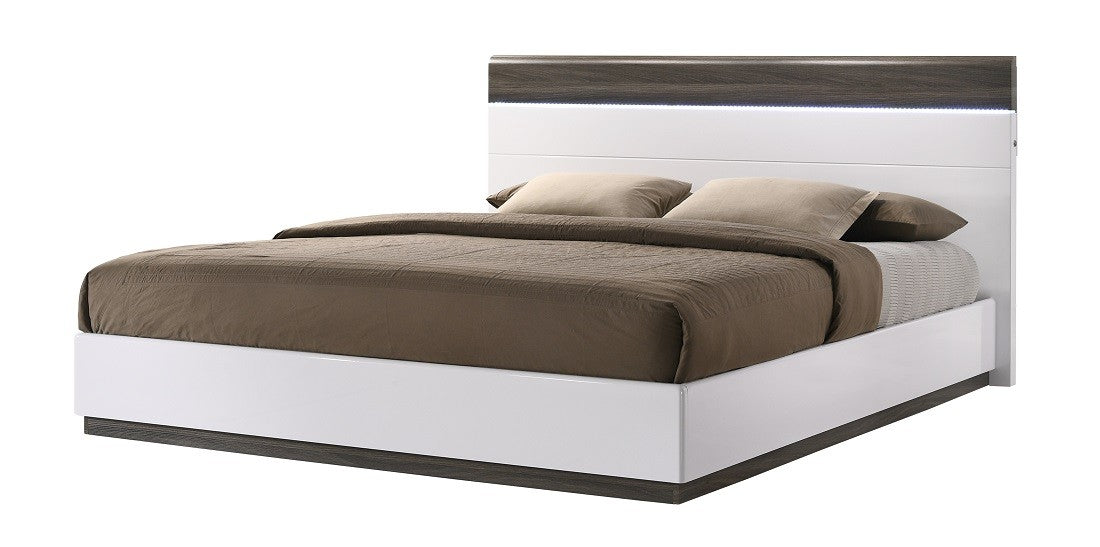 J&M Furniture - The Sanremo B Walnut and White Lacquer Queen Bed - 18023-EK-WALNUT-WHITE - GreatFurnitureDeal