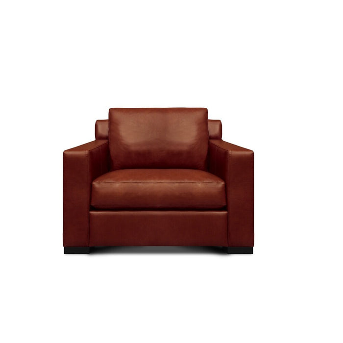 GFD Leather - Santiago 100% Top Grain Leather Armchair, Russet Red-Brown - GTRX1-10