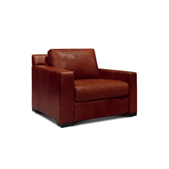 GFD Leather - Santiago 100% Top Grain Leather Armchair, Russet Red-Brown - GTRX1-10