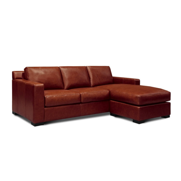 GFD Leather - Santiago Top Grain Leather Modular Sectional w/ Chaise, Russet Red-Brown - GTRX1-5A - GreatFurnitureDeal