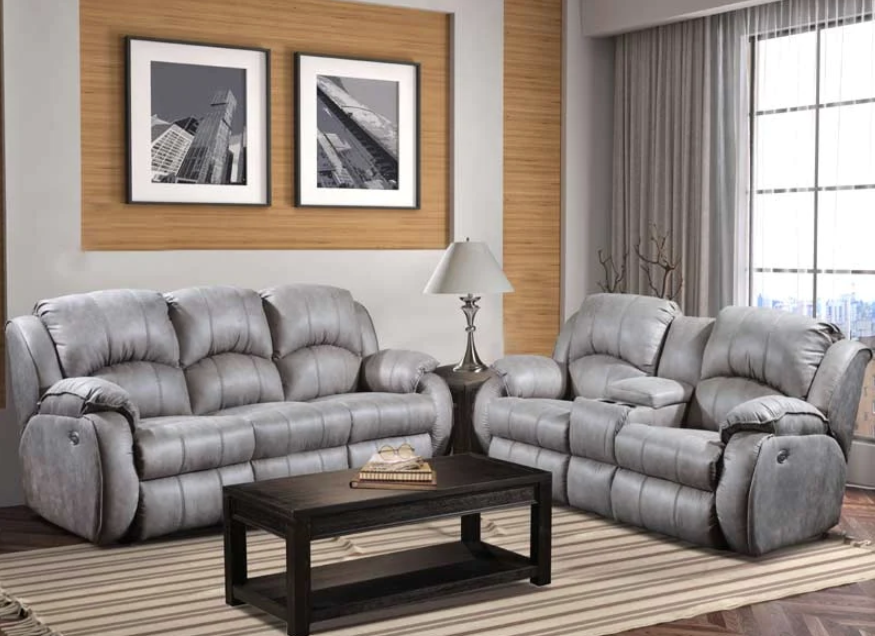 Southern Motion - Cagney Power Headrest Double Reclining Sofa and Console Loveseat - 705-61P, 78P
