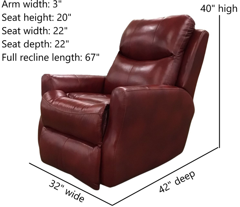 Southern Motion - Fame Rocker Recliner Leather/Red - 1007, 906-42
