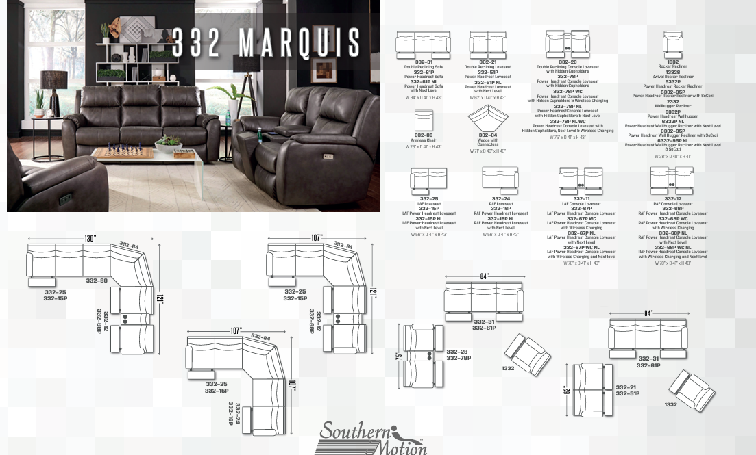 Southern Motion - Marquis 3 Piece Power Reclining Sectional Sofa