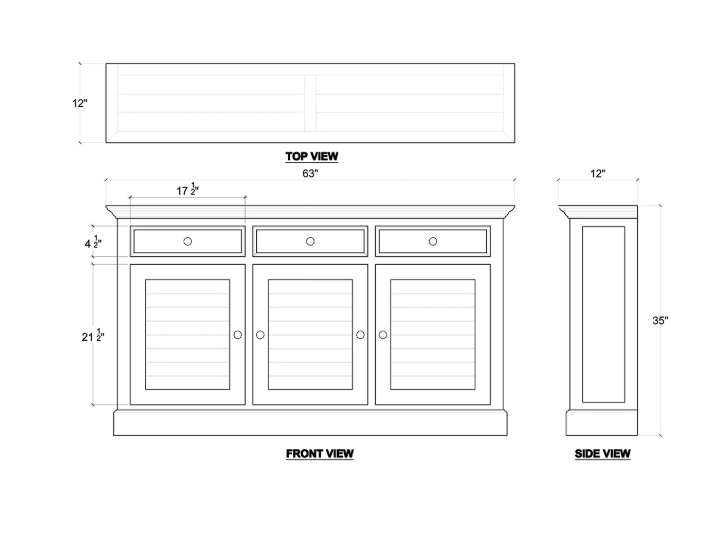 Bramble - Narrow Shutter 3 Door Sideboard - BR-25742 - GreatFurnitureDeal