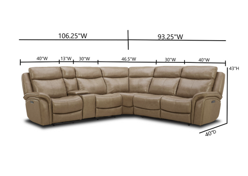 Southern Motion - 462 Grant 6 Piece Power Headrest Sectional Sofa with Zero Gravity in Sand - 462-05P-46P-90P-84-80-06P - GreatFurnitureDeal