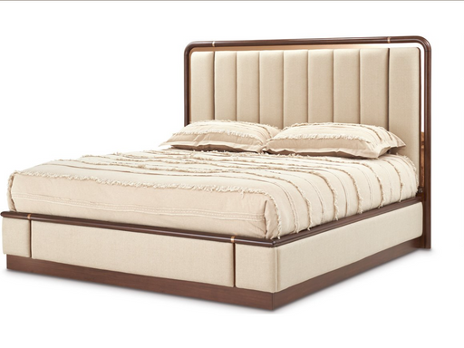 AICO Furniture - Mason Park"Queen Channel Tufted Bed "Umber - 9094000QN4-406 - GreatFurnitureDeal
