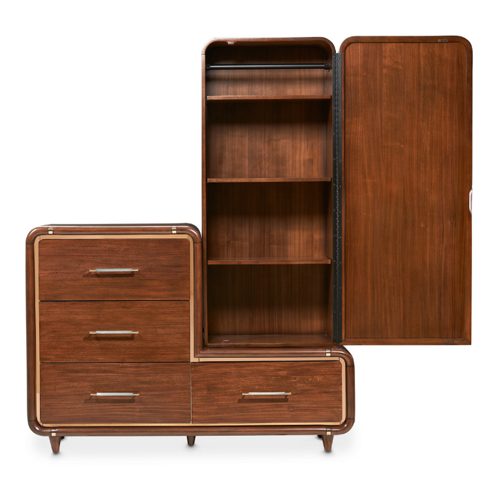 AICO Furniture - Mason Park"Offset Chest with Storage Mirror Cabinet"Umber - 9094070SA-4071-406 - GreatFurnitureDeal