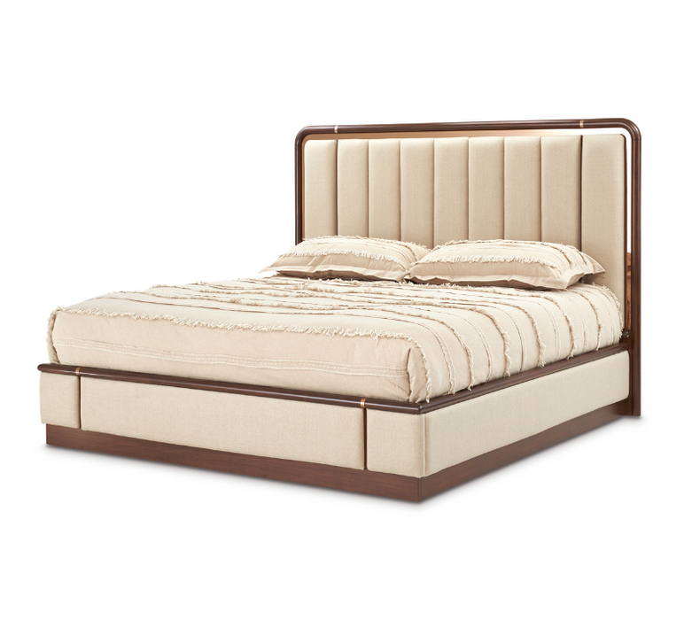 AICO Furniture - Mason Park"King Channel Tufted Bed "Umber - 9094000EK4-406 - GreatFurnitureDeal
