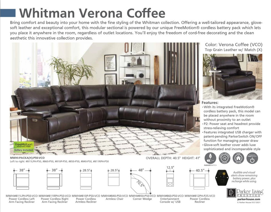 Parker Living - Whitman 6 Piece Modular Sectional in Verona Coffee - MWHI-PACKA(H)-P50-VCO - GreatFurnitureDeal