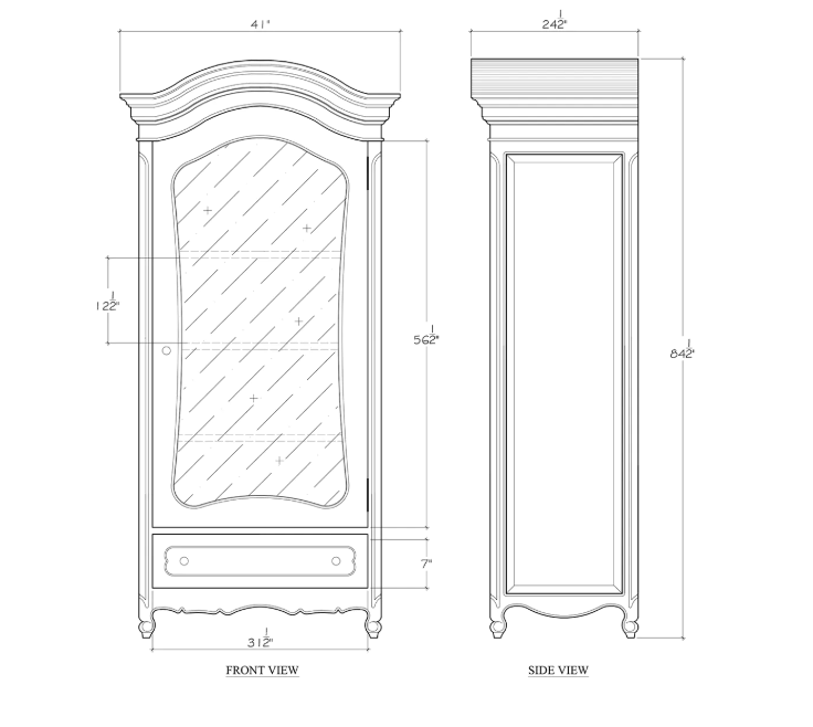 Bramble - Provence Mirror Wardrobe in Multi Color - BR-24173 - GreatFurnitureDeal