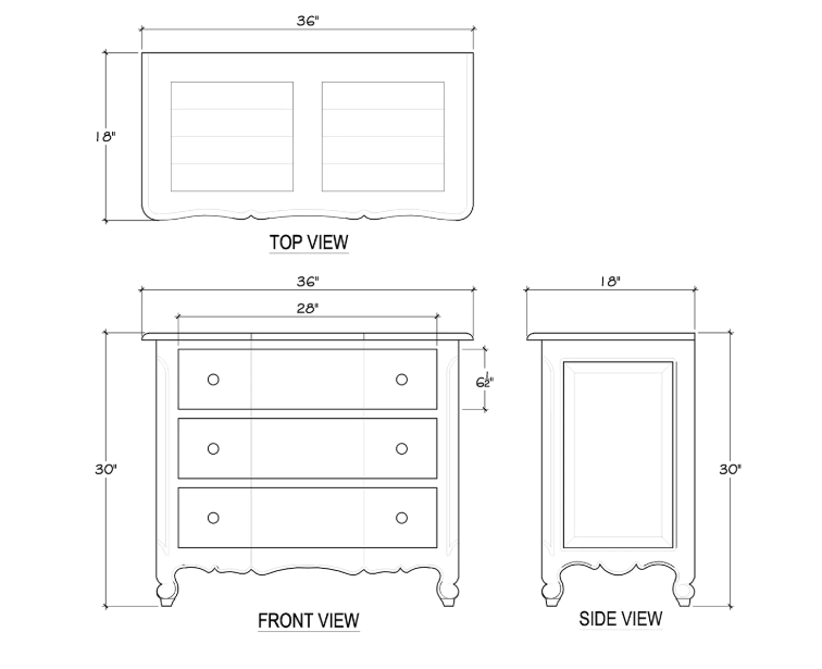 Bramble - Provence 3 Drawer Dresser Medium - BR-24091 - GreatFurnitureDeal