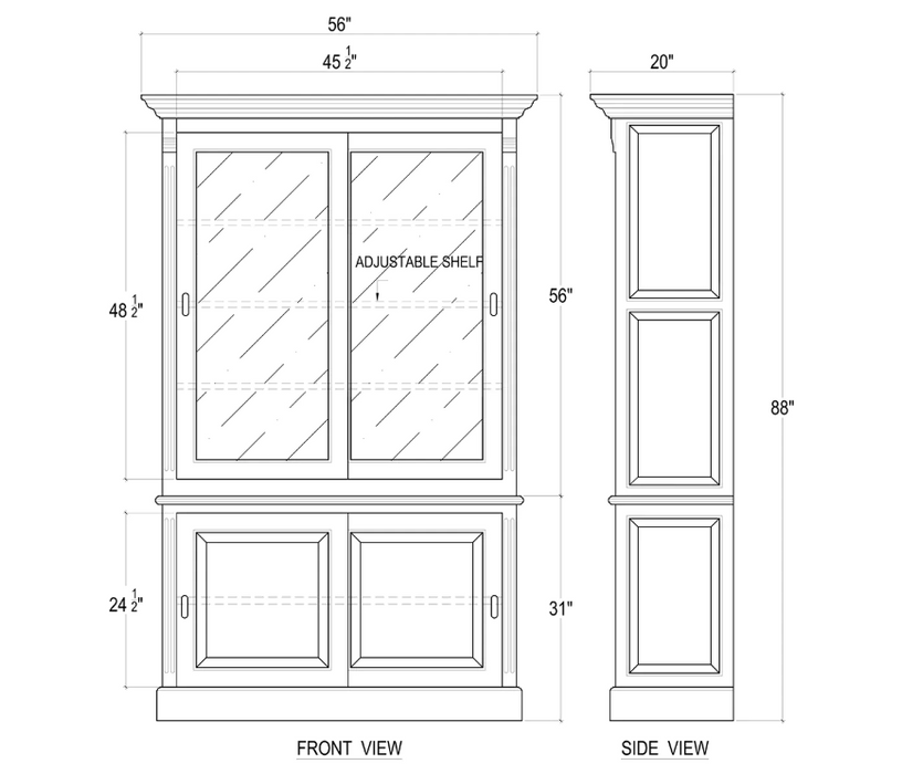 Bramble - Hudson 88'' Bookcase W- 2 Sliding Doors - BR-25976 - GreatFurnitureDeal