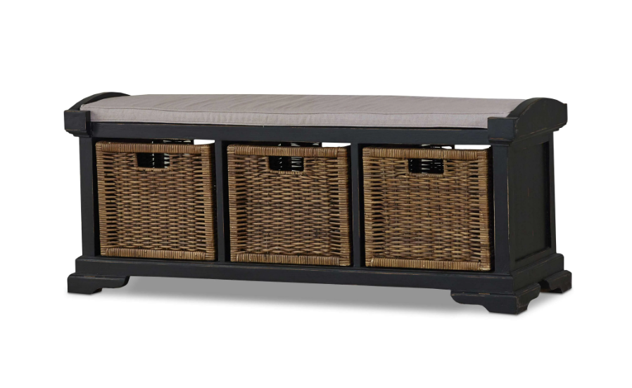 Bramble - Homestead Bench w-Rattan Baskets - BR-23938 - GreatFurnitureDeal