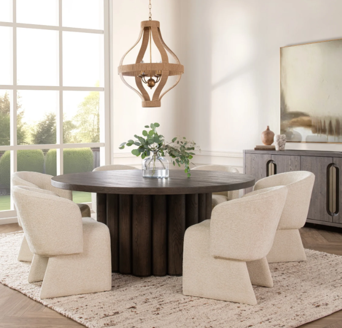 Classic Home - Tiber 70" Round Oak Veneer Wood Dining Table - 51031735 - GreatFurnitureDeal