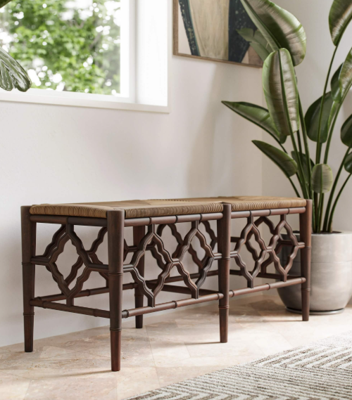 Bramble - Chinois Bench with Cushion - BR-25675 - GreatFurnitureDeal