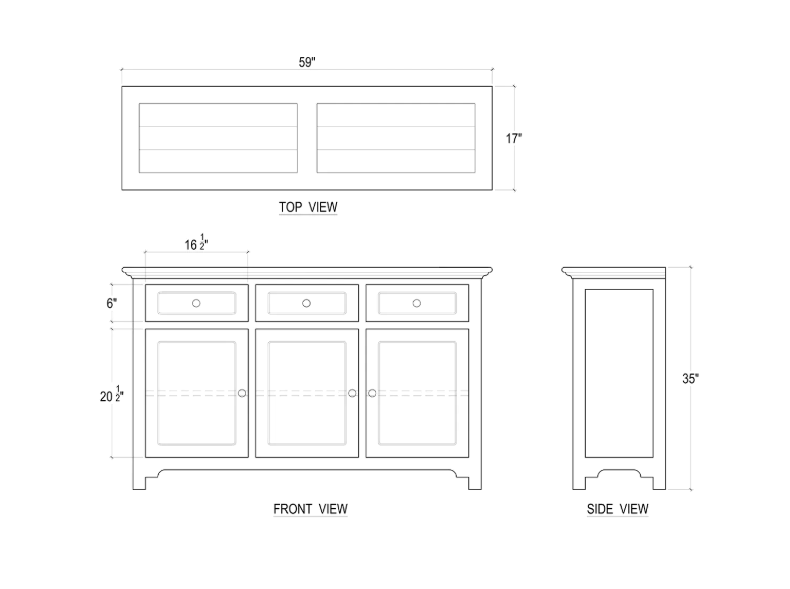 Bramble - Aries Side Board with 3 Doors - BR-23364 - GreatFurnitureDeal