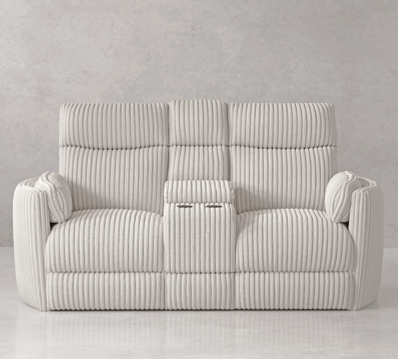 Parker Living - Radius Power Reclining Console Loveseat in Mega Ivory Off White Fabric - MRAD#822CPG-MGIV - GreatFurnitureDeal