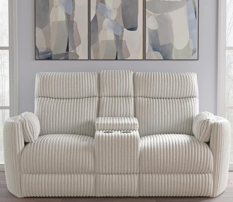 Parker Living - Radius Power Reclining Console Loveseat in Mega Ivory Off White Fabric - MRAD#822CPG-MGIV - GreatFurnitureDeal