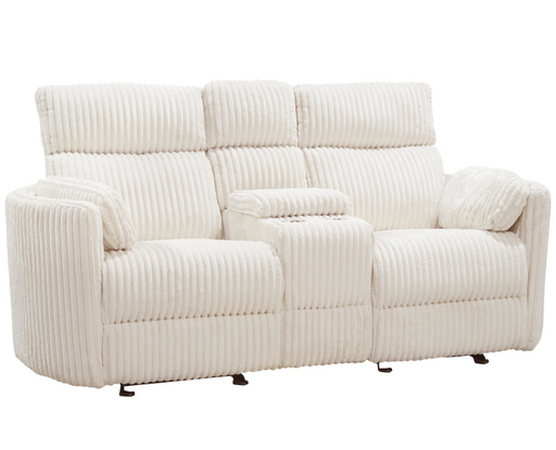 Parker Living - Radius Power Reclining Console Loveseat in Mega Ivory Off White Fabric - MRAD#822CPG-MGIV - GreatFurnitureDeal