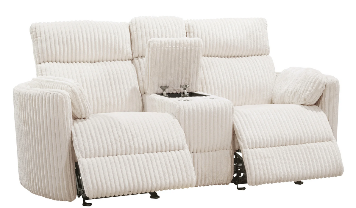Parker Living - Radius Power Reclining Console Loveseat in Mega Ivory Off White Fabric - MRAD#822CPG-MGIV - GreatFurnitureDeal