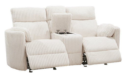 Parker Living - Radius Power Reclining Console Loveseat in Mega Ivory Off White Fabric - MRAD#822CPG-MGIV - GreatFurnitureDeal