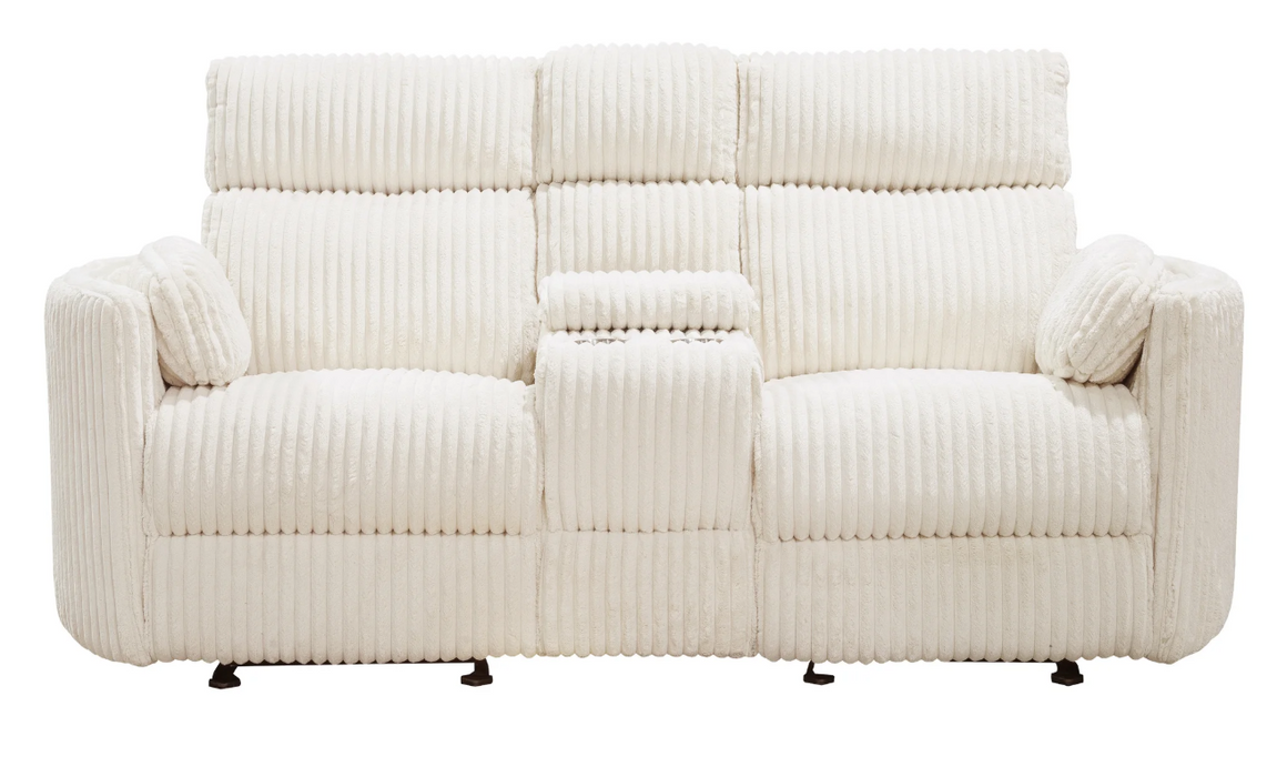 Parker Living - Radius Power Reclining Console Loveseat in Mega Ivory Off White Fabric - MRAD#822CPG-MGIV - GreatFurnitureDeal