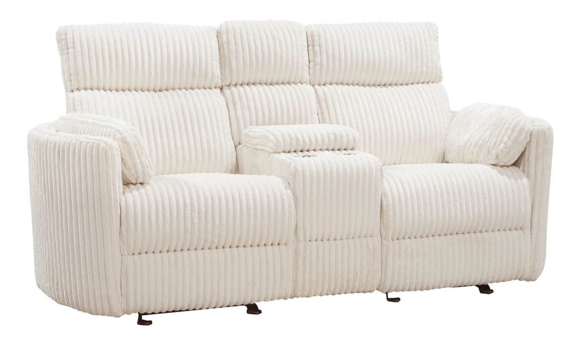 Parker Living - Radius Power Reclining Console Loveseat in Mega Ivory Off White Fabric - MRAD#822CPG-MGIV - GreatFurnitureDeal