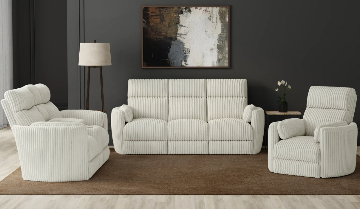 Parker Living - Radius Power Reclining Console Loveseat in Mega Ivory Off White Fabric - MRAD#822CPG-MGIV - GreatFurnitureDeal