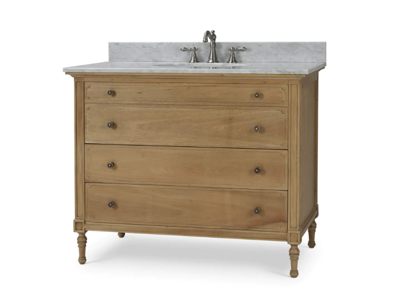 Bramble - Carrington Single Vanity w/ Sink & Marble Top - BR-27448 - GreatFurnitureDeal