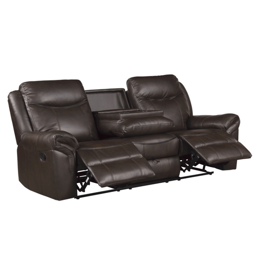 Homelegance - Aram Double Reclining Sofa with Center Drop-Down Cup Holders - 8206BRW-3 - GreatFurnitureDeal