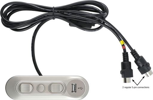 Power Headrest & Power Recline Replacement Button Control with USB - KDH127H-001 w/ two regular 5-pin connections - GreatFurnitureDeal