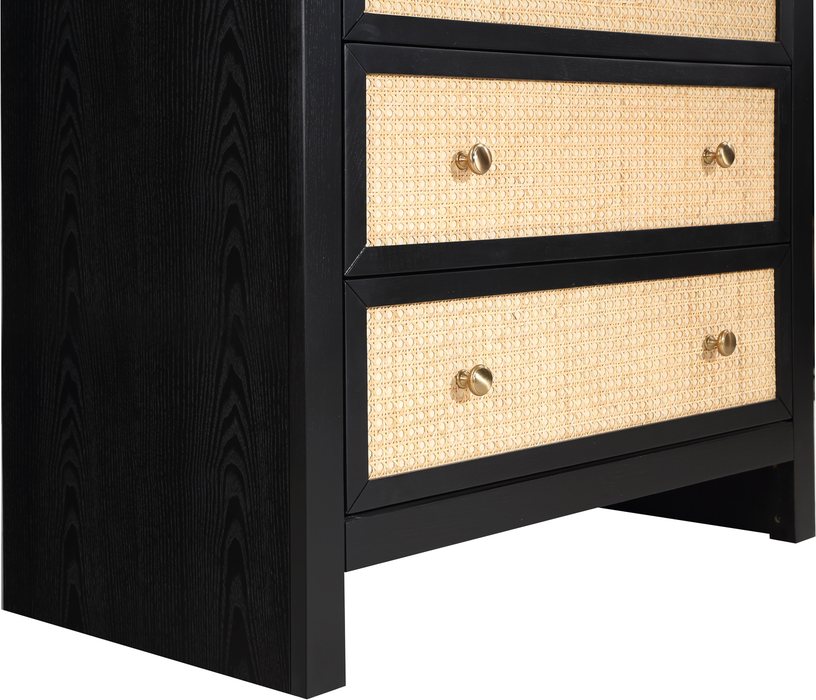 Meridian Furniture - Siena Black Ash Wood And Natural Cane Chest - SienaBlack-CH - GreatFurnitureDeal