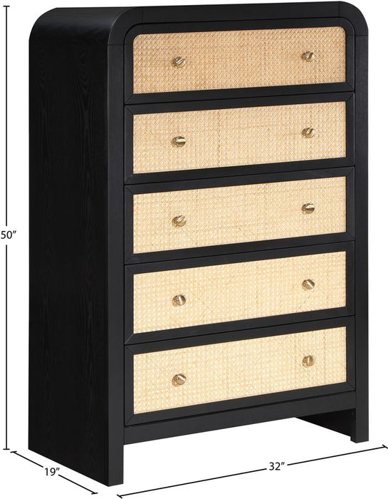 Meridian Furniture - Siena Black Ash Wood And Natural Cane Chest - SienaBlack-CH - GreatFurnitureDeal