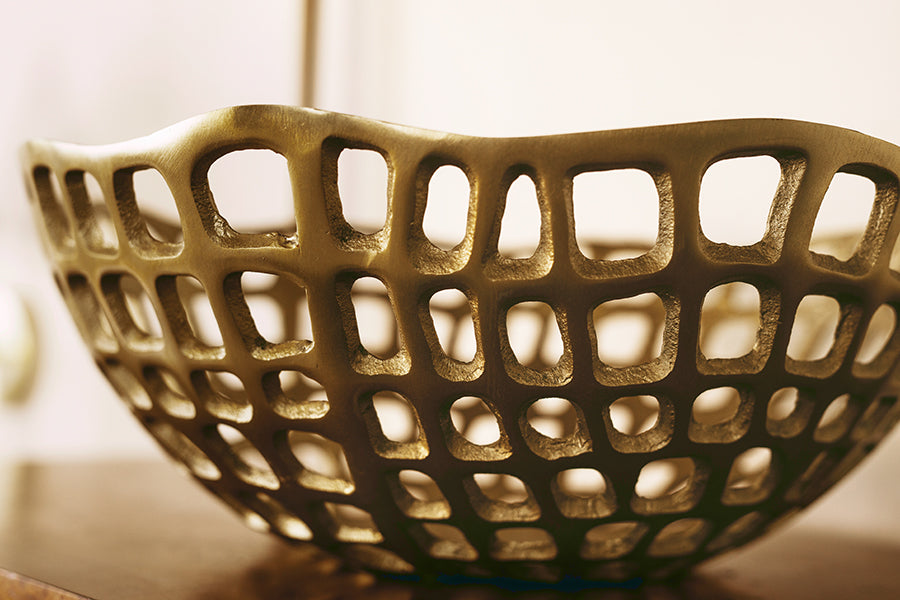 Worlds Away - Decorative Bowl With Organic Open Design In Textured Brass Finish - SIERRA - GreatFurnitureDeal