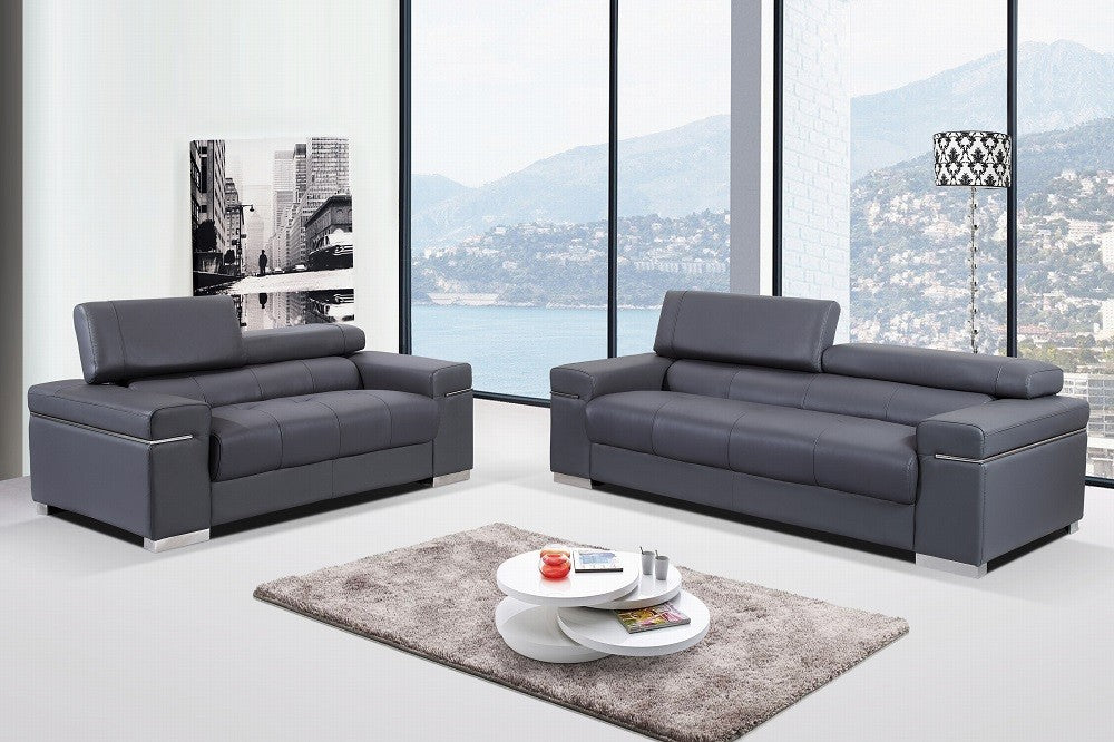 J&M Furniture - Soho 2 Piece Sofa Set in Grey - 176551113-SL-GRY - GreatFurnitureDeal